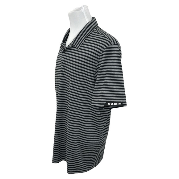 Oakley Men's Gray & Black Striped Polo Golf Shirt Stretch Size XXL - Picture 2 of 6